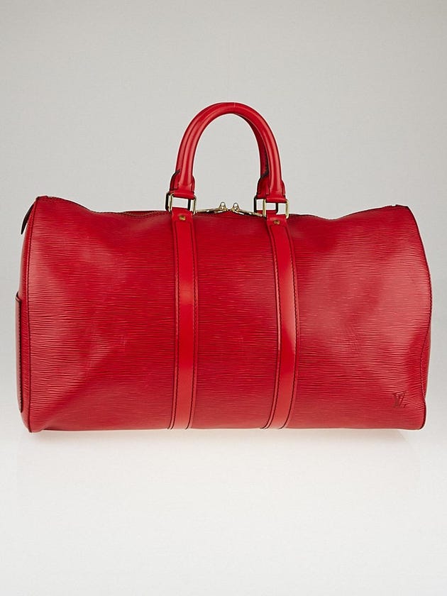 Louis Vuitton Red Epi Leather Keepall 45 Bag