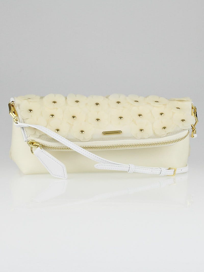 Burberry Prorsum White PVC Petal Clutch Bag Yoogi s Closet