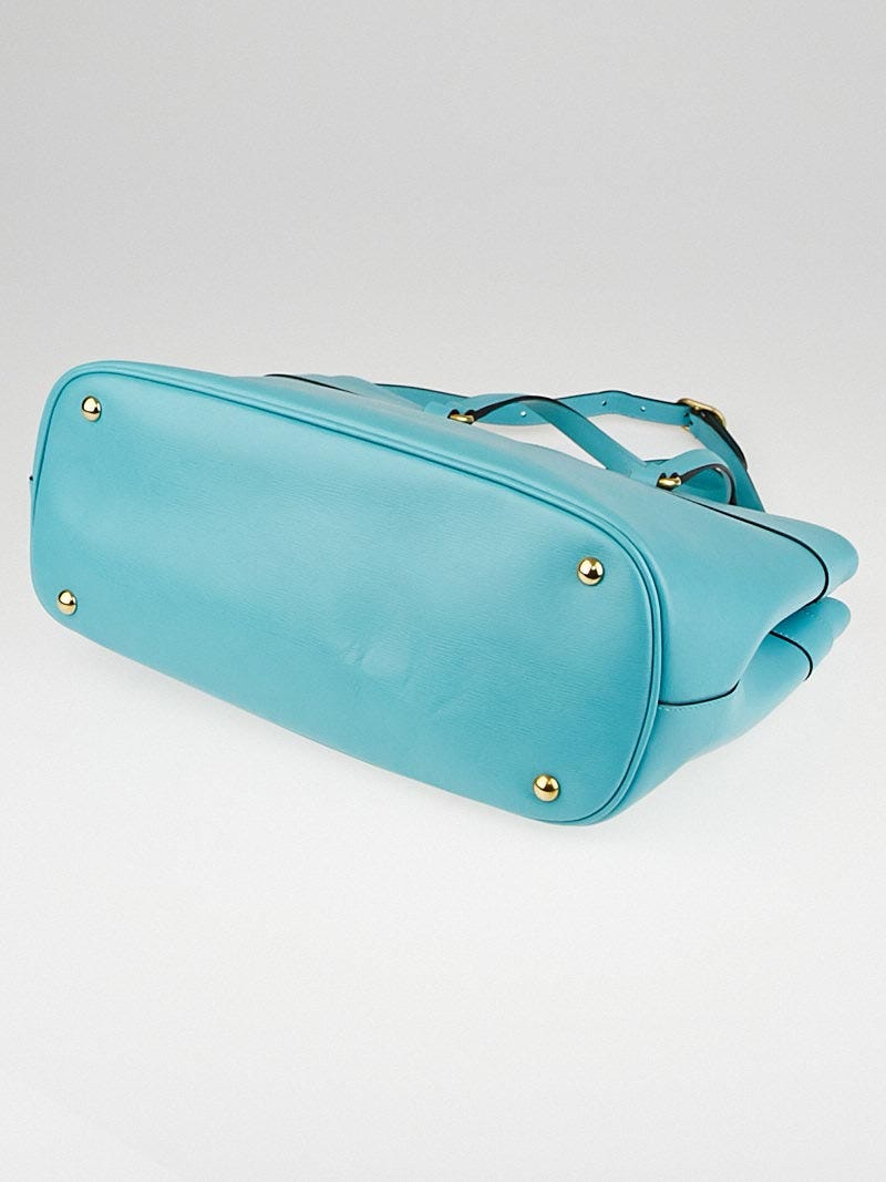 Gucci Turquoise Leather Bright Bit Medium Top Handle Tote