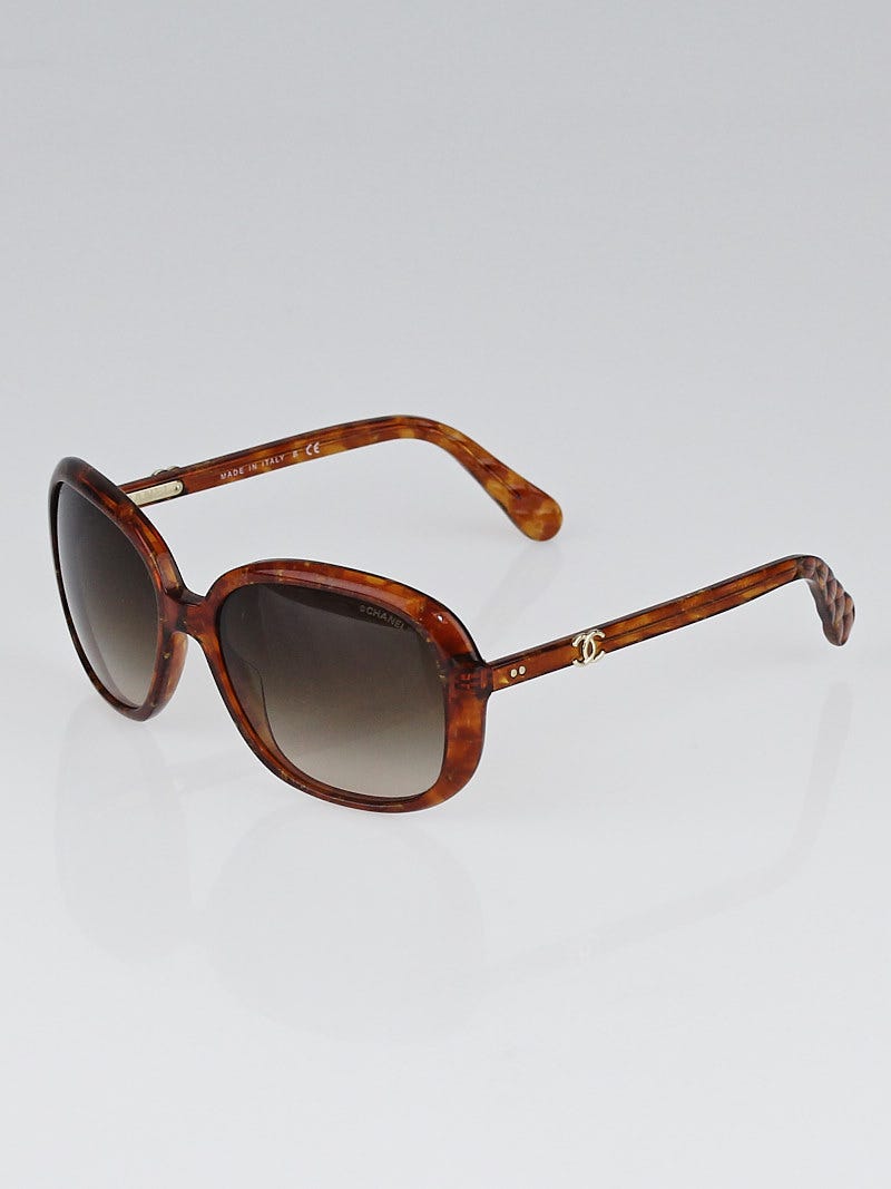 Chanel Honey Brown Marble Frame CC Sunglasses - 5244 - Yoogi's Closet