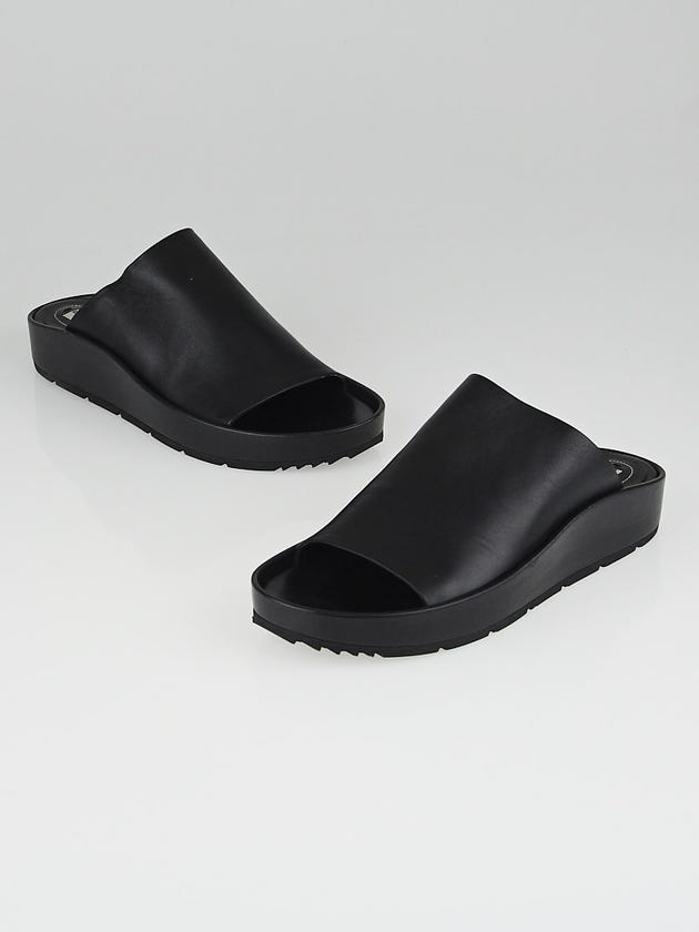 Balenciaga Black Leather Pads Flat Platform Slides Size 7/37.5