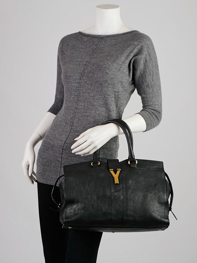 Yves Saint Laurent Black Leather Medium Cabas ChYc Bag - Yoogi's Closet