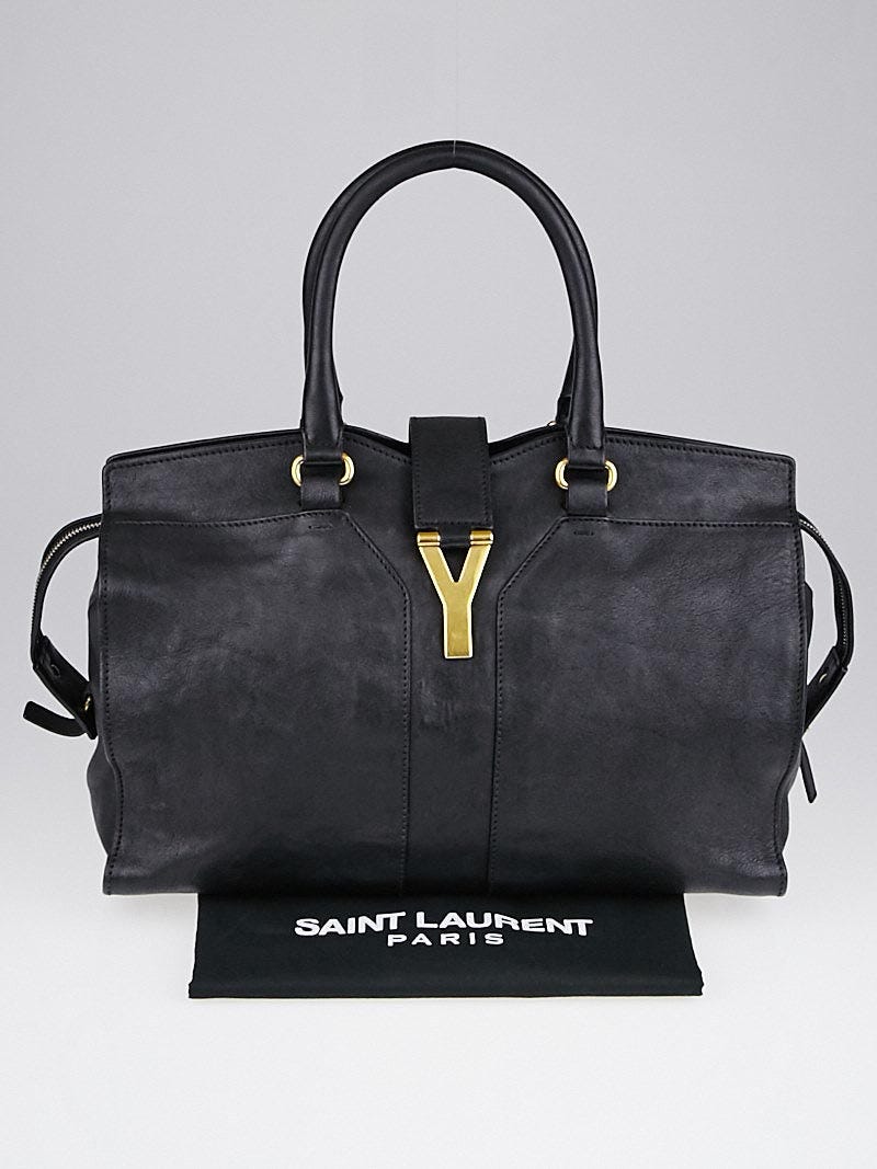 Yves Saint Laurent Black Textured Leather Small Cabas Chyc Tote Yves Saint  Laurent