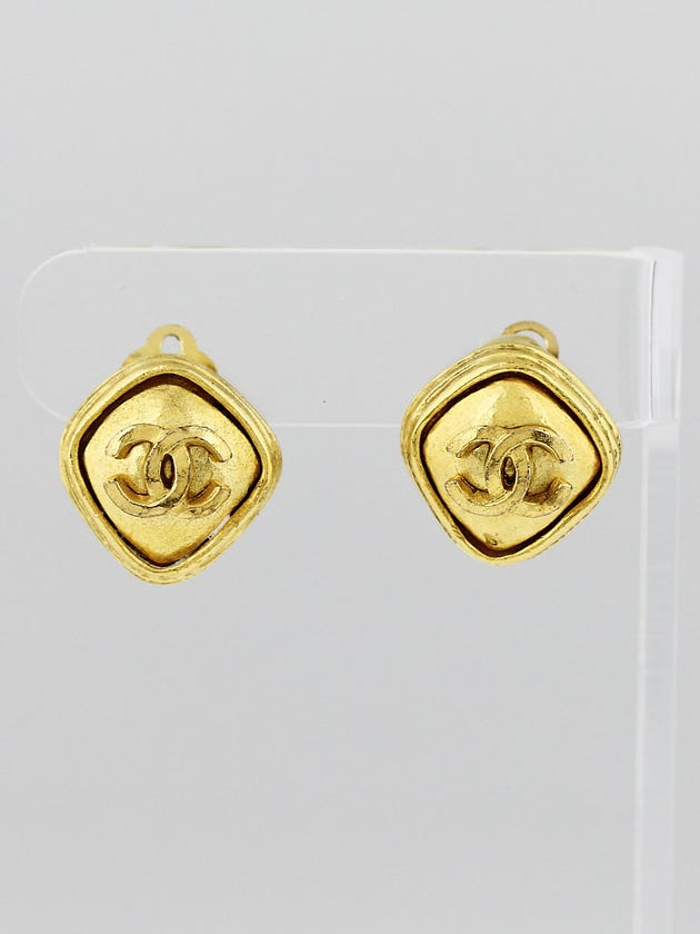 Chanel Goldtone Metal CC Logo Clip-On Earrings