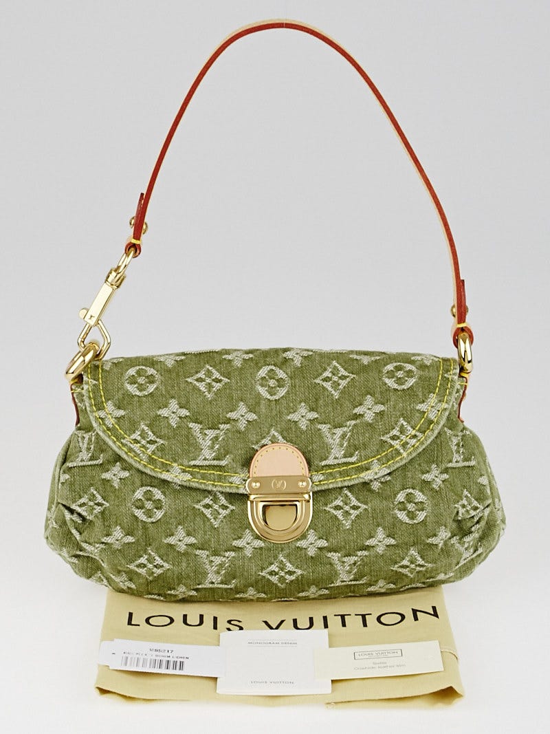 Louis+Vuitton+Pleaty+Shoulder+Bag+Mini+Green+Denim for sale online