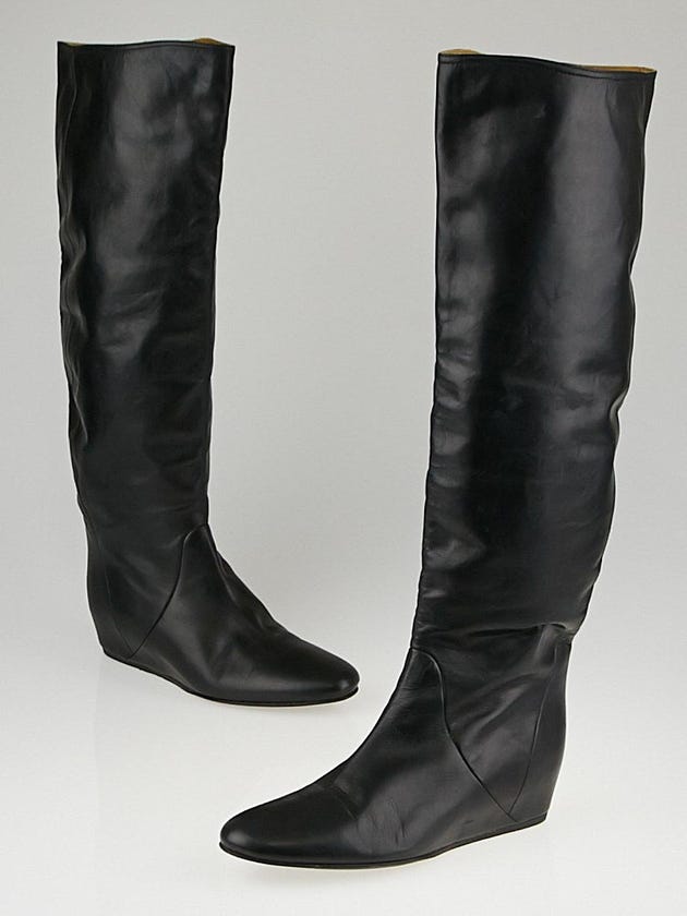 Lanvin Black Leather Knee High Boots Size 9/39.5