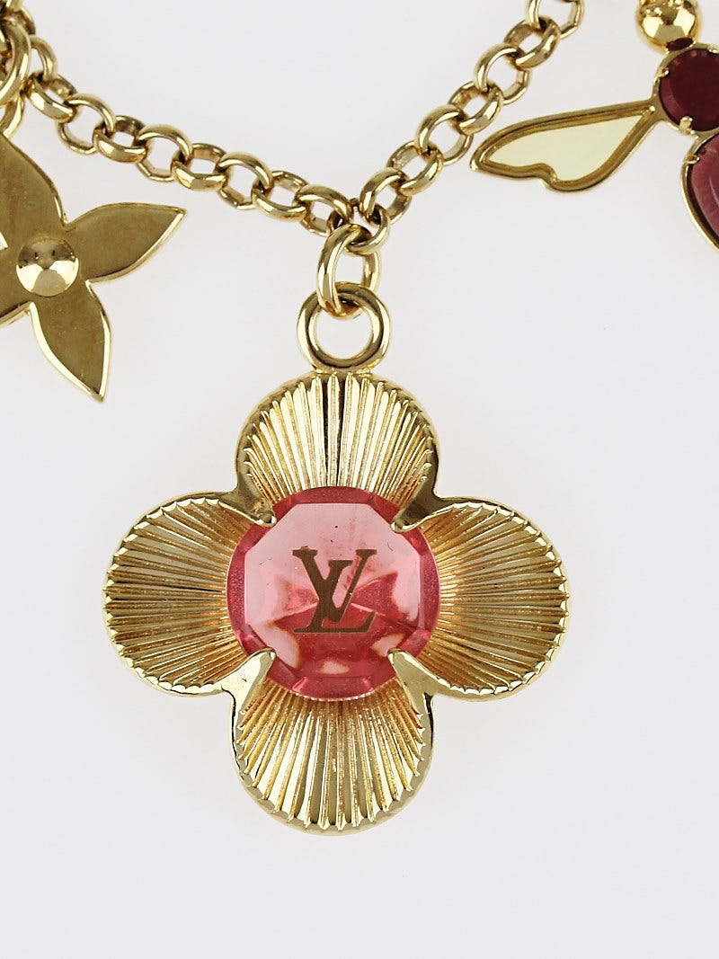 Louis Vuitton Auth Metal Plastic bijoux sac Fleur Flower Key Chain Bag  Charm LV