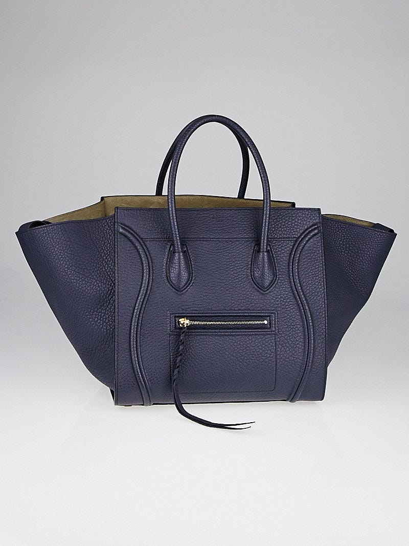 Celine Navy Blue Bullhide Calfskin Leather Medium Phantom Luggage