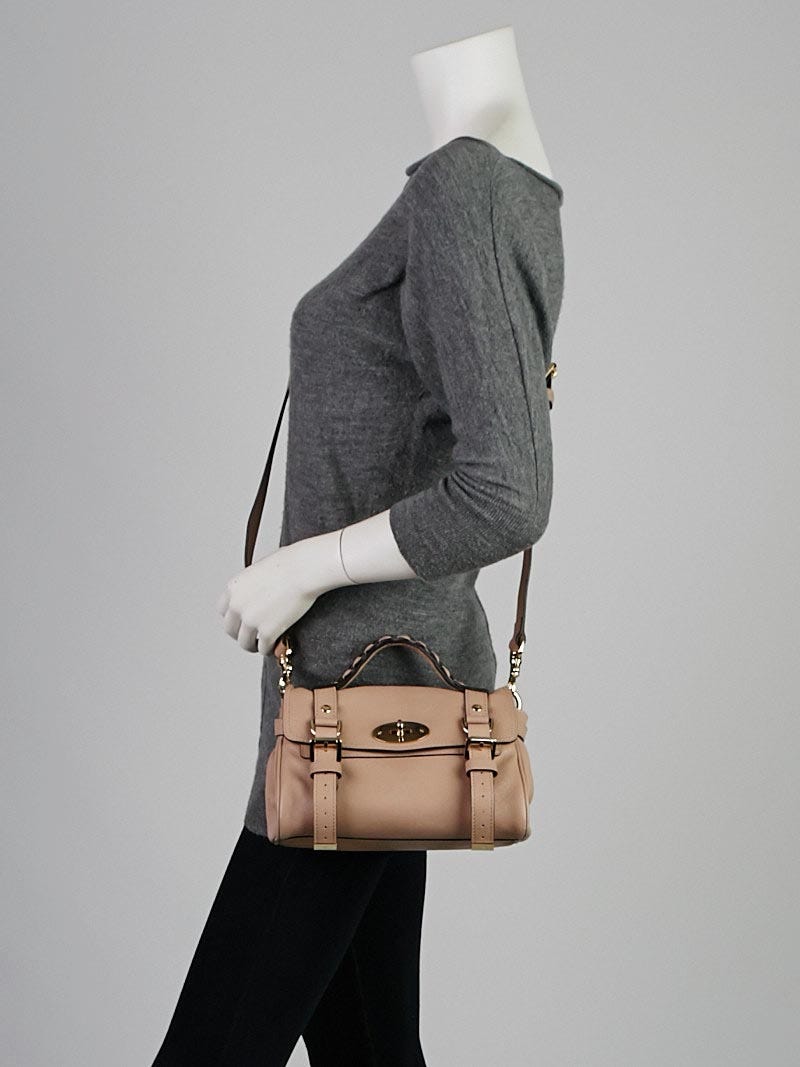 Mulberry Light Pink Soft Calf Fur Embossed Leather Mini Alexa