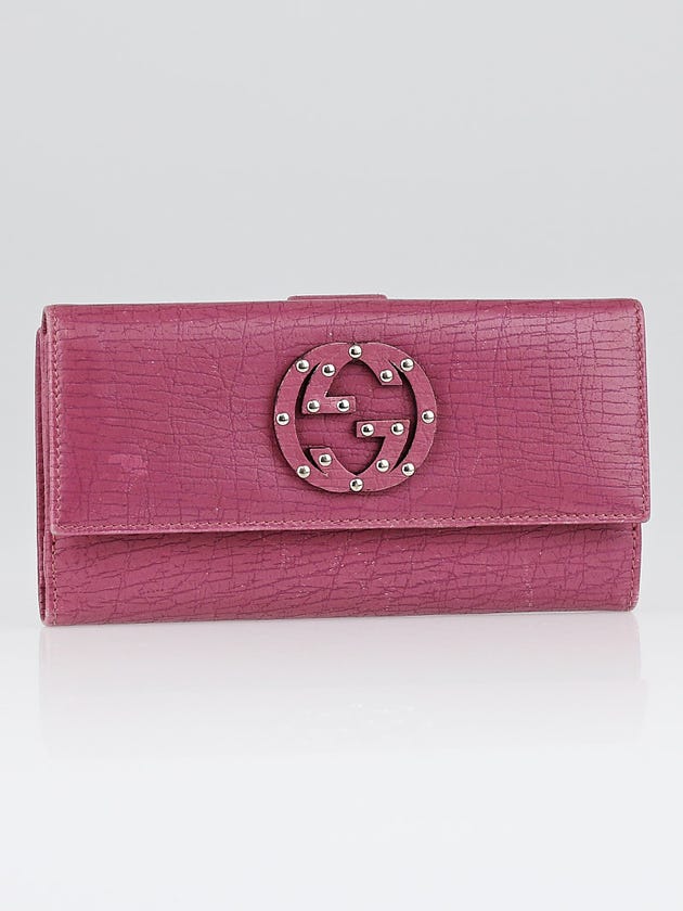 Gucci Pink Leather Interlocking G Continental Wallet