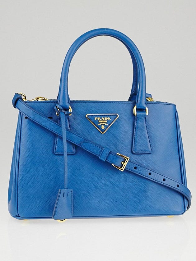 Prada Bluette Saffiano Lux Leather Mini Tote Bag BN2316