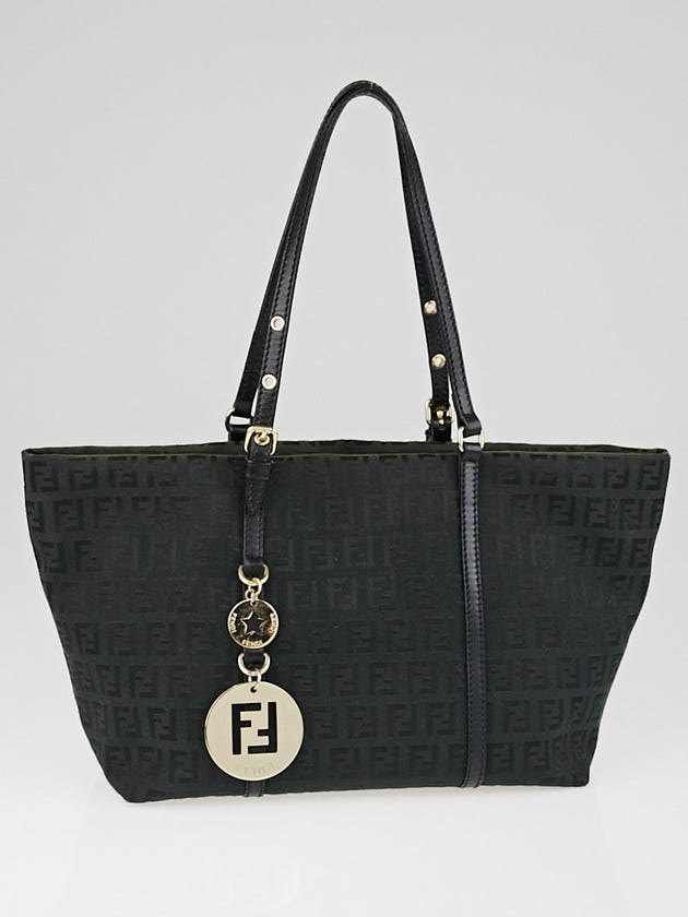 Fendi Black Zucchino Print Canvas Superstar Mini Shopping Tote Bag 8BH214