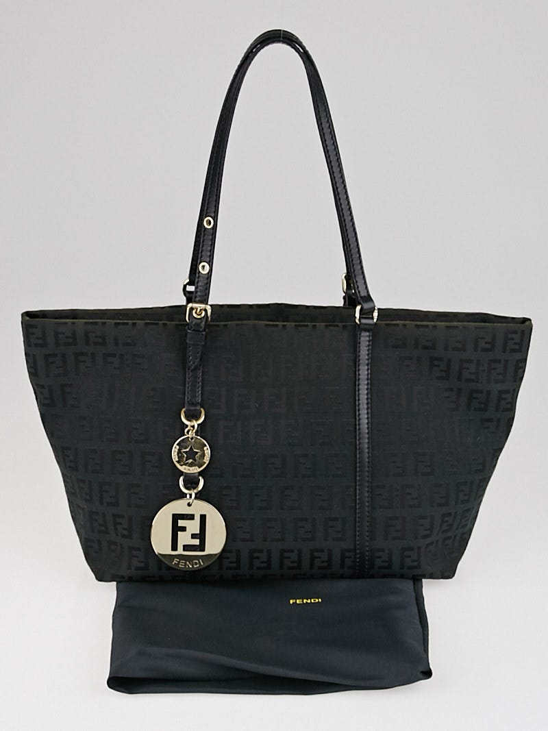 Fendi Black Zucchino Print Canvas Superstar Mini Shopping Tote Bag