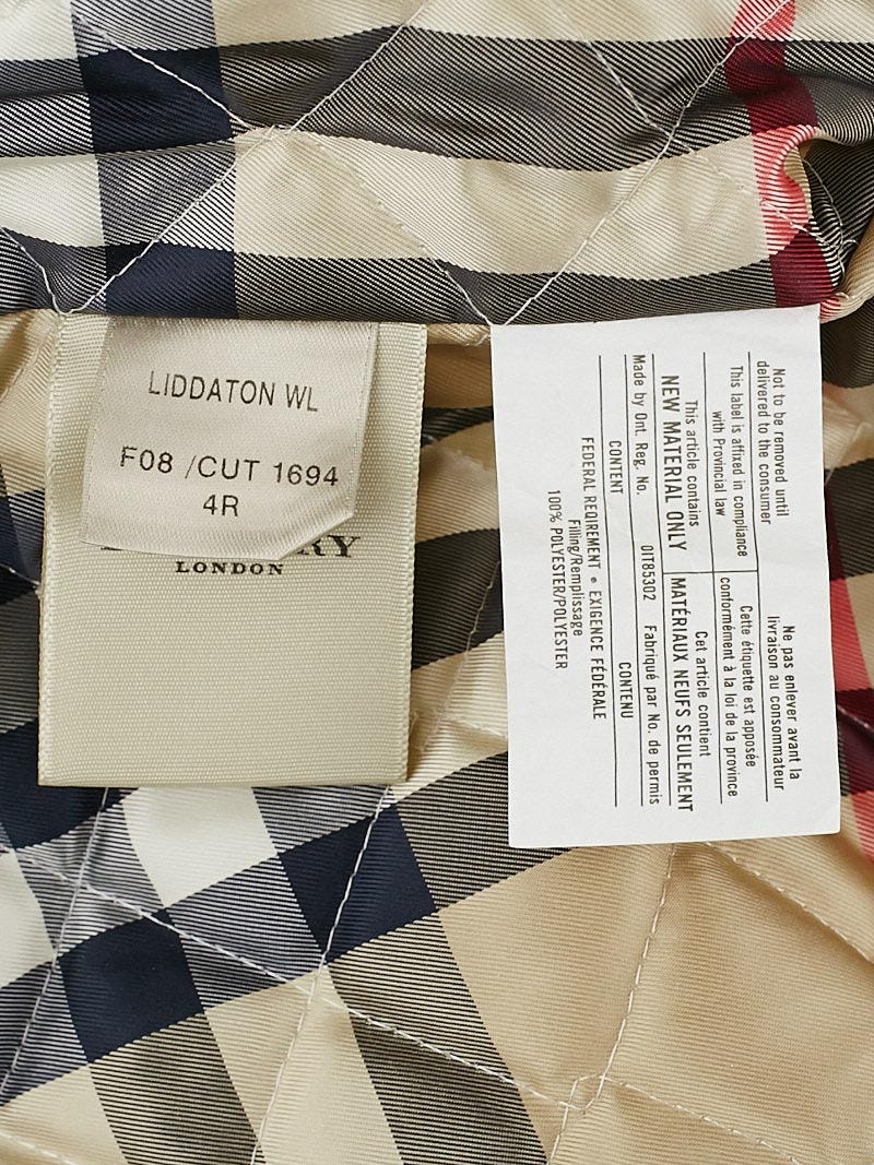 Burberry London White Nylon Double Breasted Belted Rain