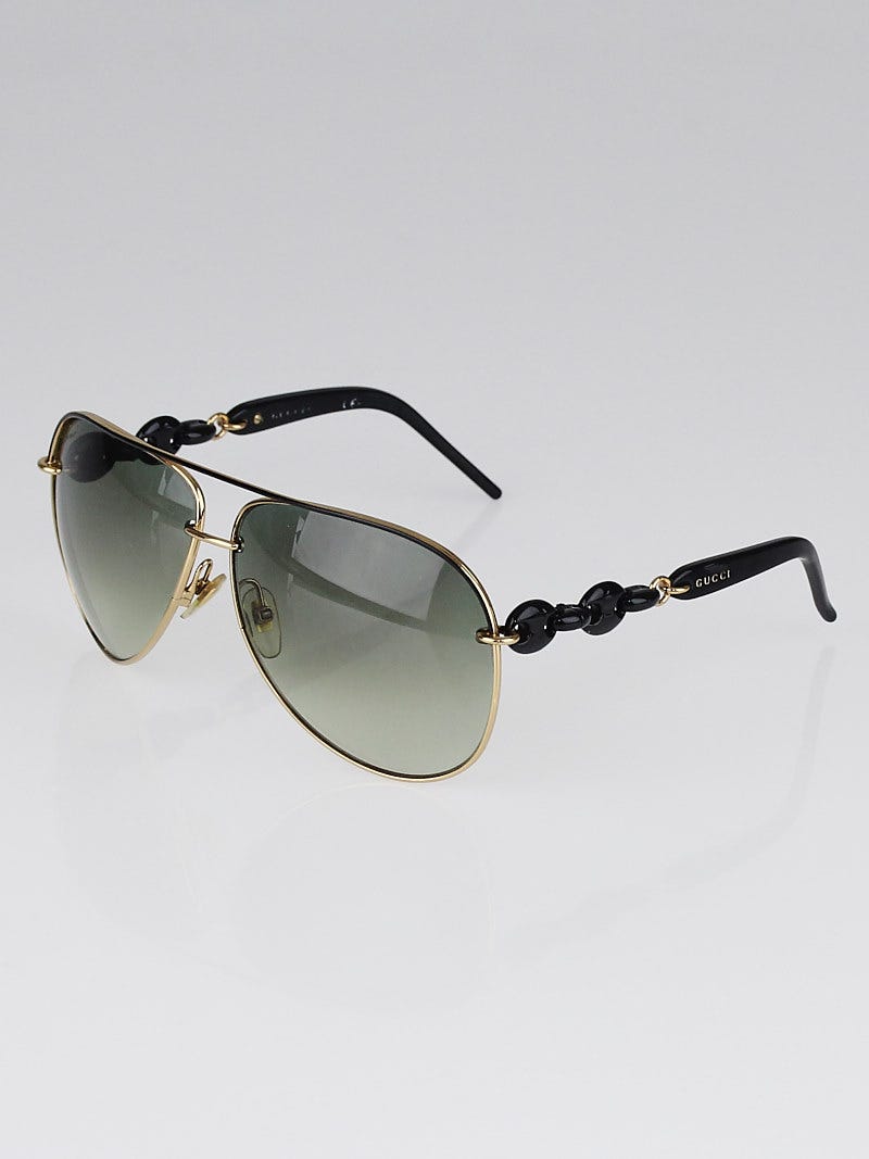 Gucci Black Metal Frame Gradient Tint Aviator Sunglasses Yoogi s