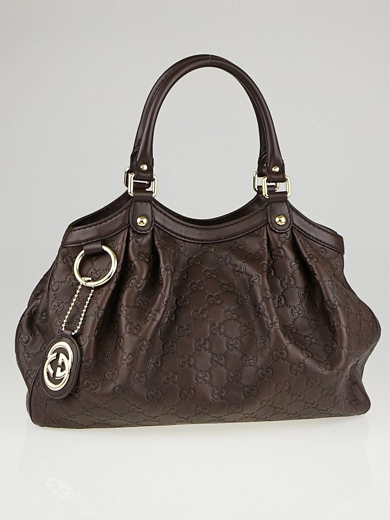 Gucci Brown Guccissima Leather Sukey Shoulder Bag - Yoogi's Closet