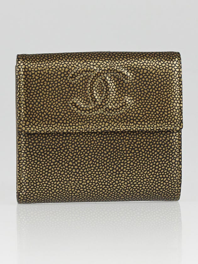 Chanel Gold Caviar Leather CC Compact Wallet