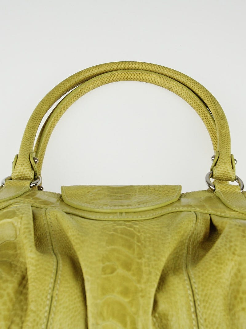 Salvatore Ferragamo Lime Green Ostrich Leg Leather Marisa Salvatore Ferragamo Lime Green Ostrich Leg Leather Marisa