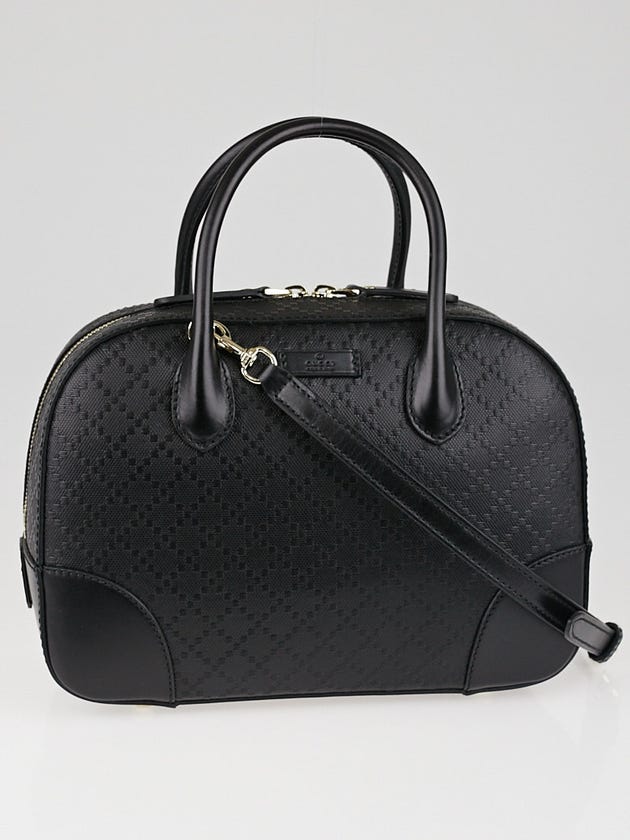 Gucci Black Bright Diamante Textured Leather Top Handle Bag