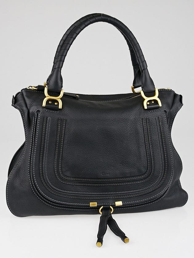 Chloe Black Pebbled Leather Large Marcie Satchel Bag