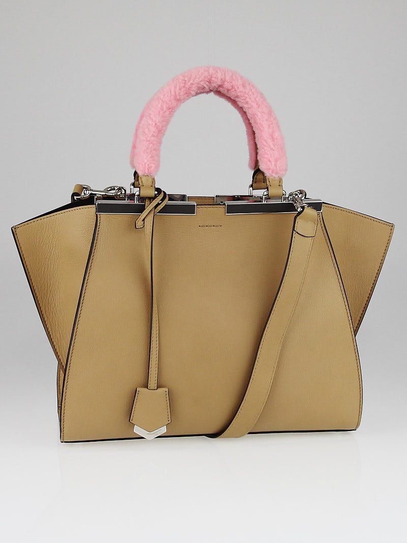 Fendi Brown Calfskin Leather and Lollypop Shearling Small 3Jours