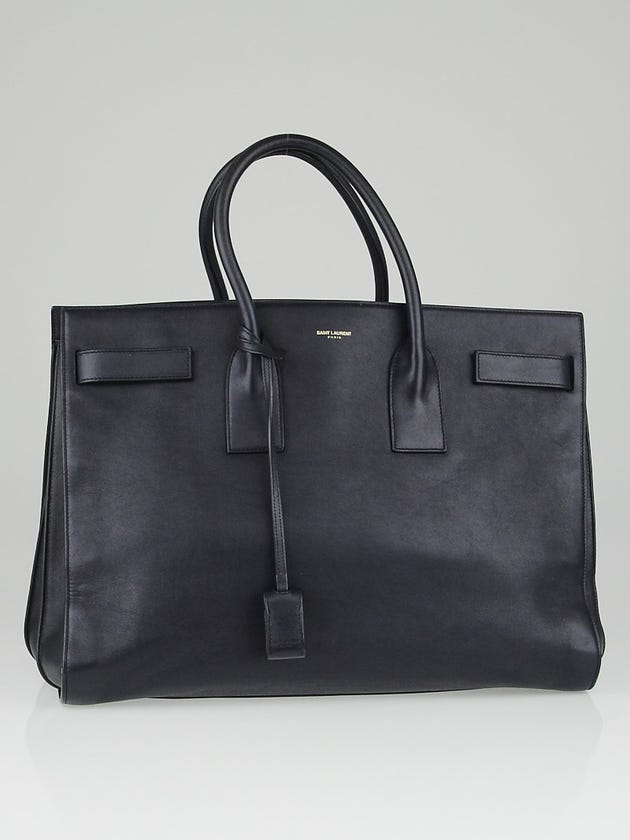 Saint Laurent Navy Blue Calfskin Leather Classic Large Sac de Jour Bag