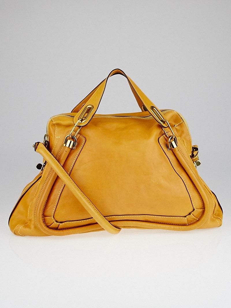 Chloe Gold Calfskin Leather Large Paraty Bag