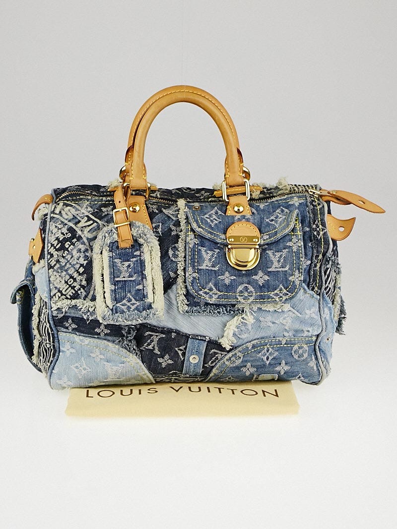 Louis Vuitton Limited Edition Blue Denim Patchwork Denim Speedy