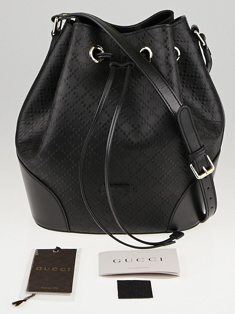 Gucci ビジネスバッグ ダイヤモンドパターン Gucci Black Diamante Textured Leather Large Bucket Bag | Yoogi's