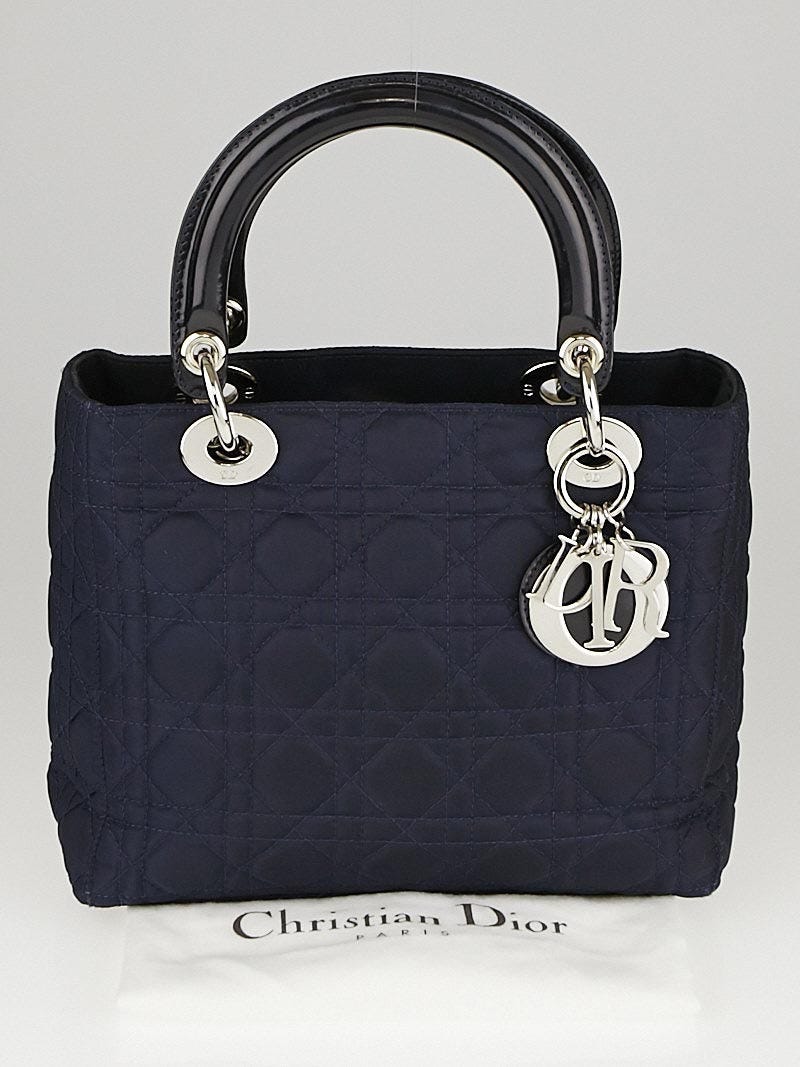 Christian Dior Navy Blue Cannage Quilted Nylon Small Lady Dior Bag Yoogi s Closet