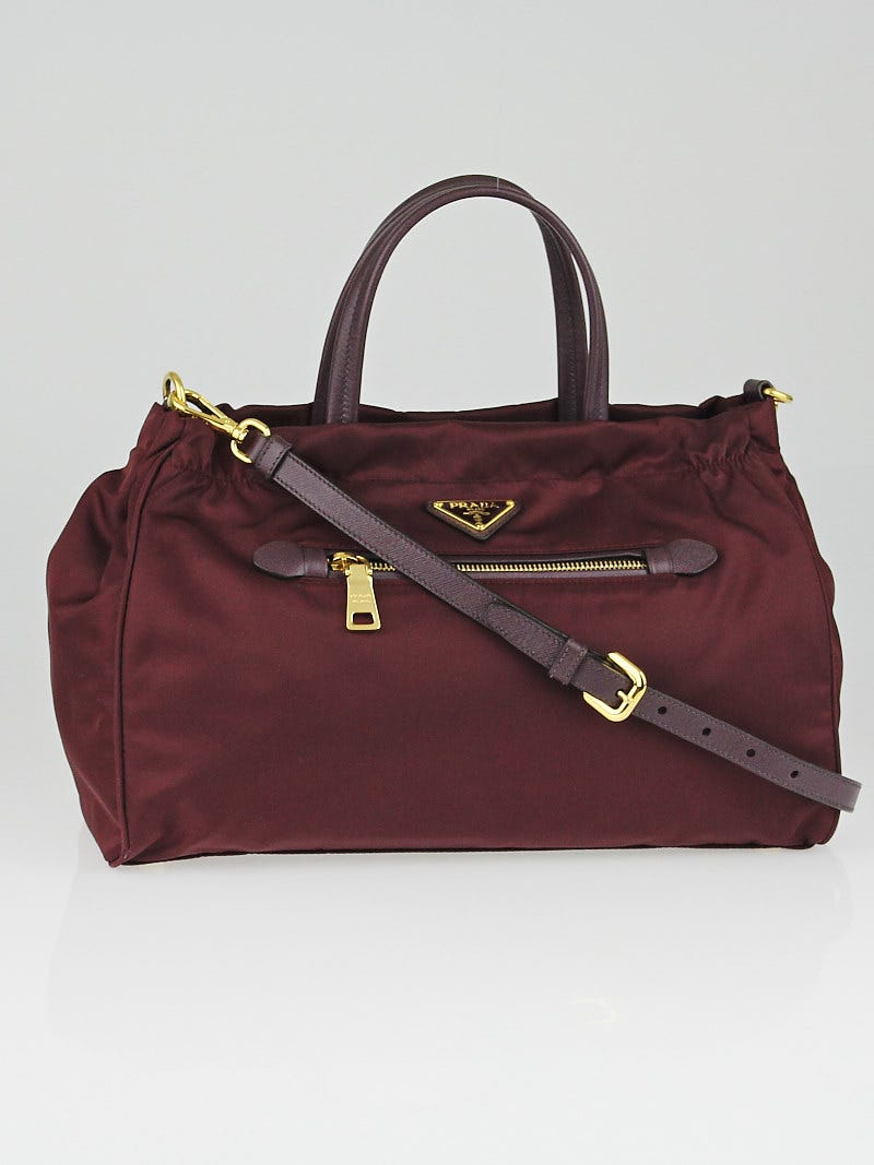 Prada Granato Tessuto Nylon and Saffiano Leather Tote Bag B1843M - Yoogi's  Closet