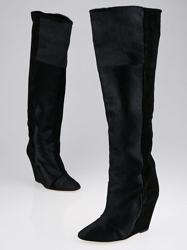 Isabel Marant Black Pony Hair And Suede Shelia Boots Size 5.5/36