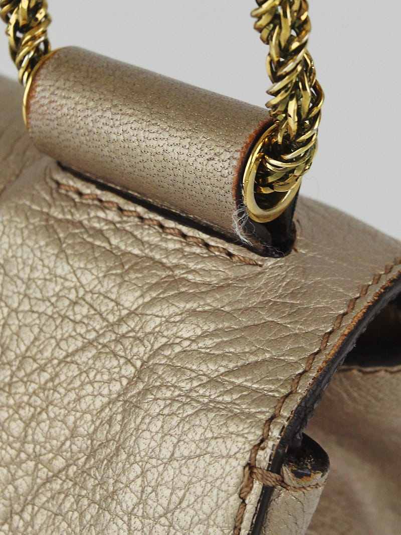 Chloe Pale Gold Leather Small Elsie Chain Shoulder Bag | Yoogi's