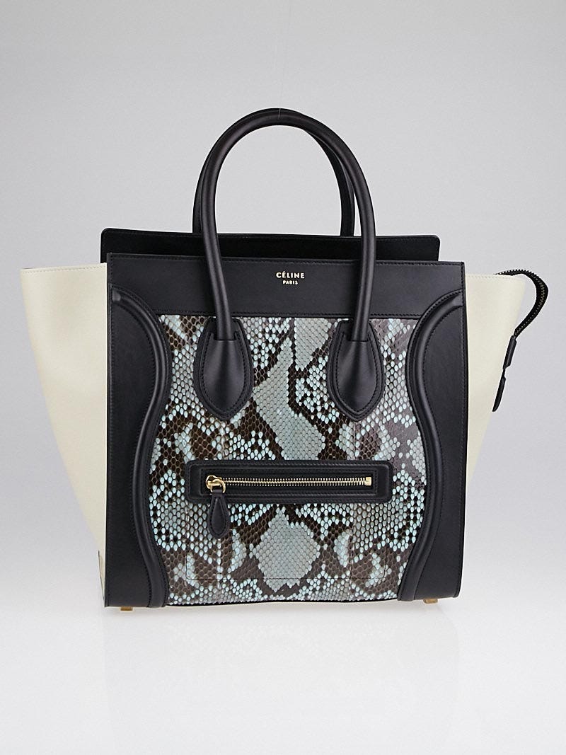Celine Azur Python and Leather Mini Luggage Tote Bag | Yoogi's Closet