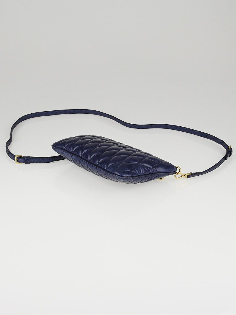 Miu Miu Bluette Vitello Shine Diamond Quilted Leather
