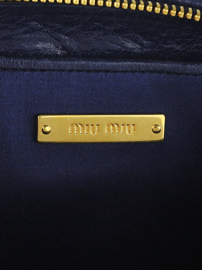 Miu Miu Bluette Vitello Shine Diamond Quilted Leather