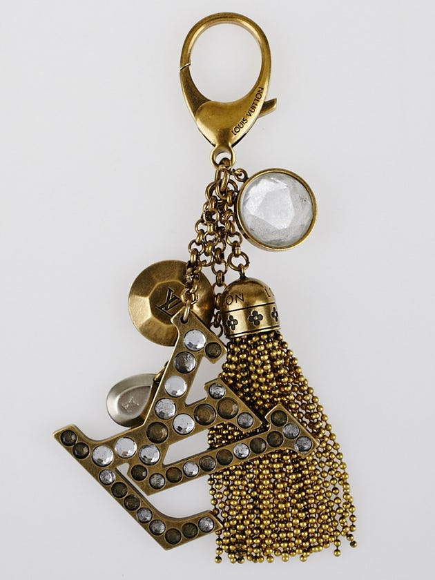 Louis Vuitton Antique Brass Crystal Monogram Tassel Caprice Key Holder and Bag Charm 