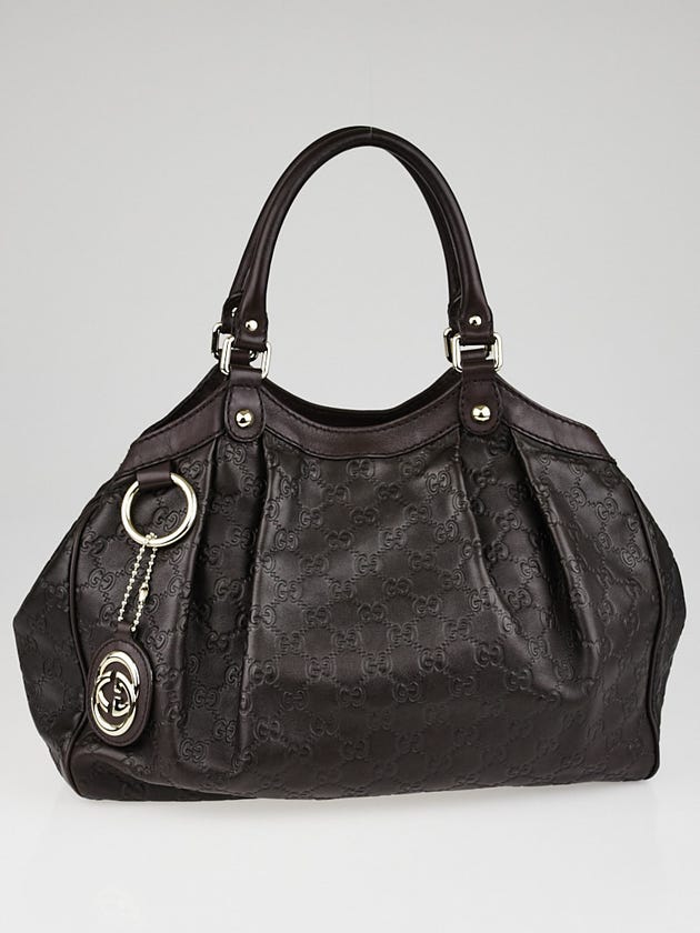 Gucci Dark Brown Guccissima Leather Medium Sukey Tote Bag