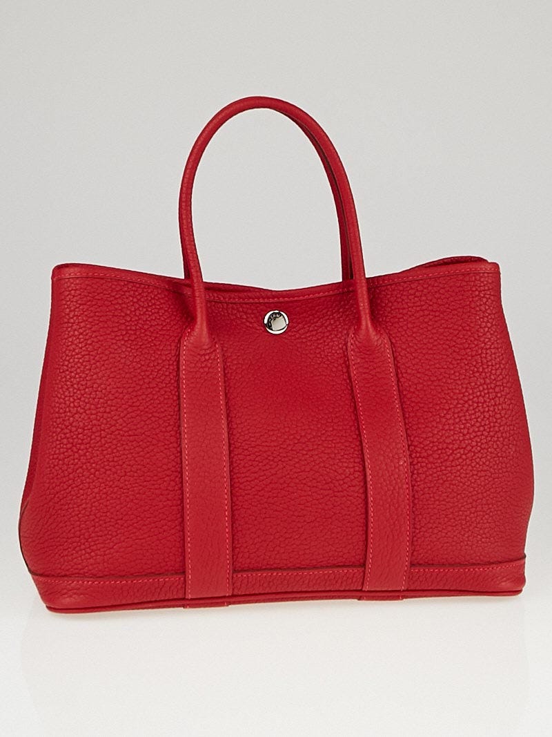 Hermes Rouge Piment Negonda Leather TPM Garden Party | Yoogi's Closet