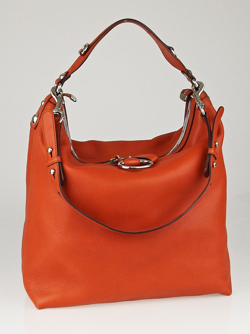 Gucci Icon Bit - Gucci Hobo Bag Orange Pebbled Leather