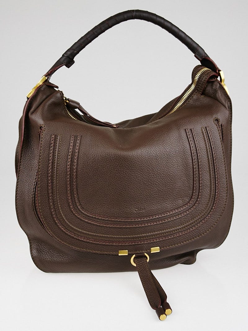 Chloe Dark Brown Pebbled Leather Large Marcie Hobo Bag Yoogi s