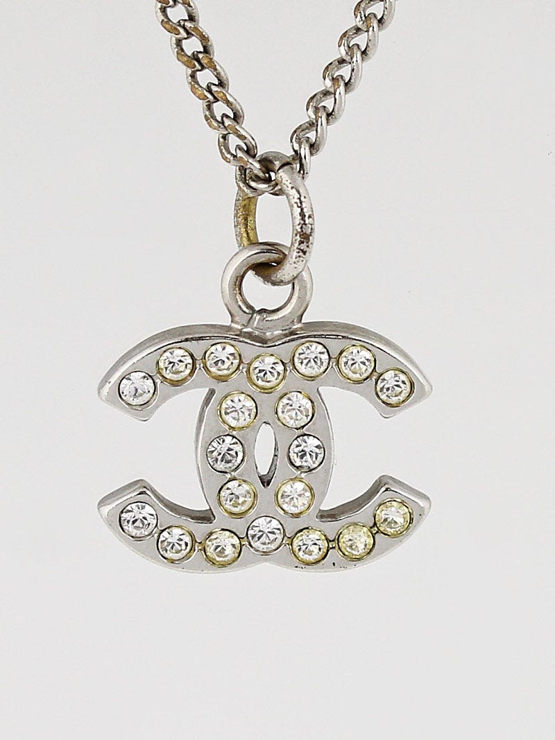 Chanel Swarovski Crystal CC Logo Small Pendant Necklace - Yoogi's
