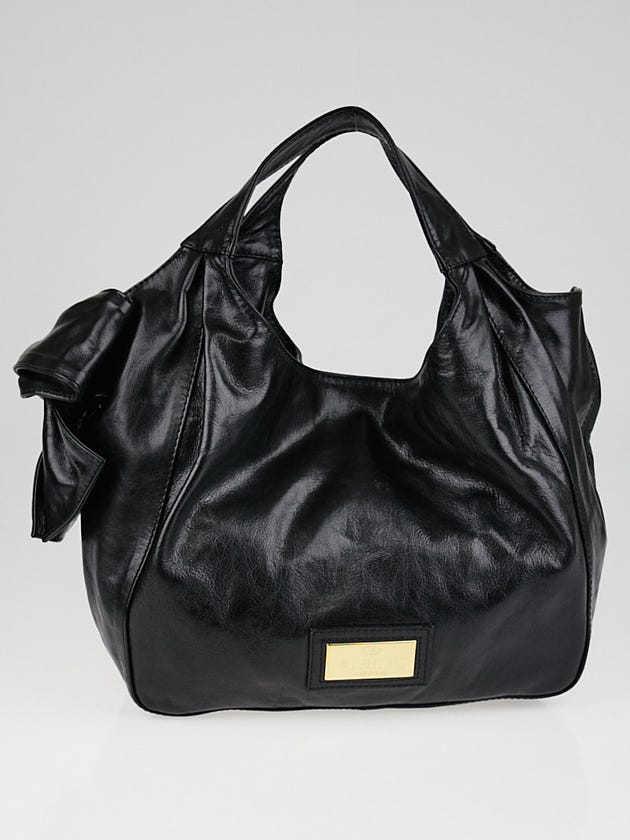 Valentino Black Leather Nuage Bow Small Tote Bag