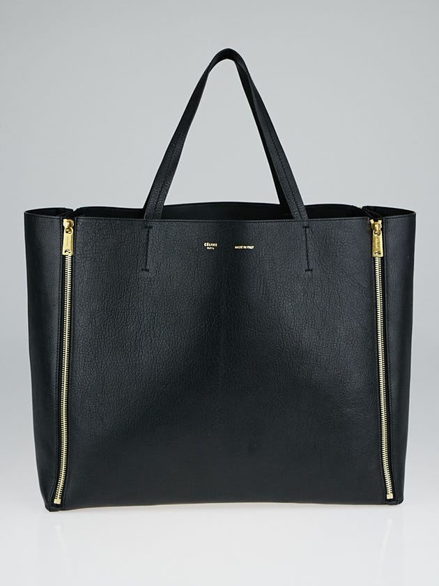 Celine Black Shiny Goatskin Leather Cabas Horizontal Bag