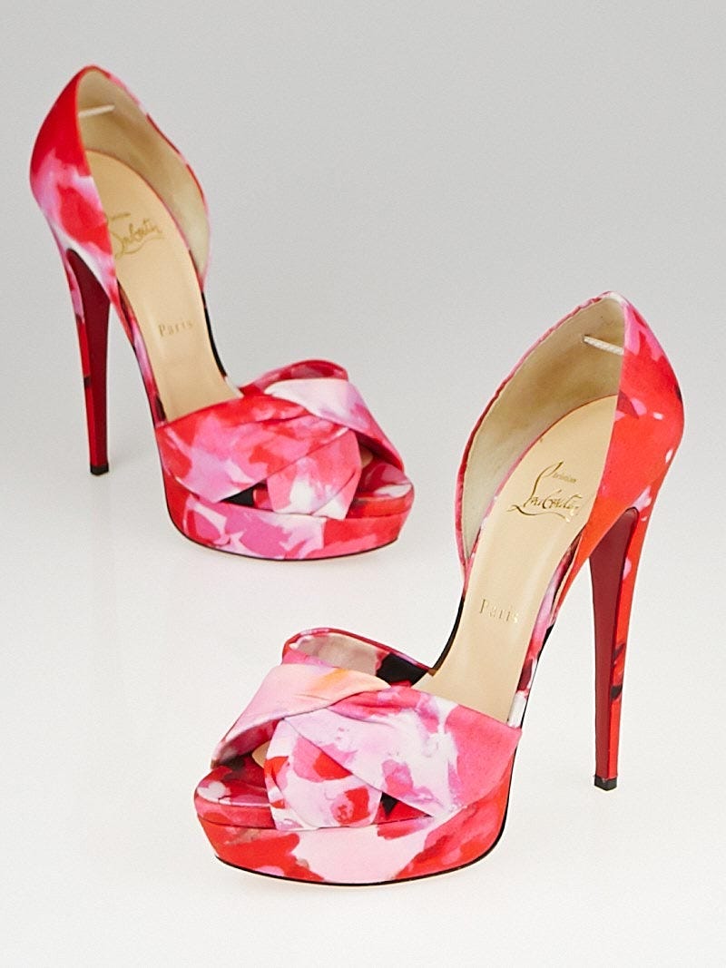 Christian Louboutin Pink Popi Fabric Volpi 150 Peep Toe D'Orsay Pumps Size  8.5/39 | Yoogi's Closet