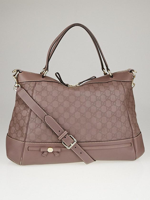 Gucci Mauve Guccissima Leather Mayfair Bow Large Top Handle Bag