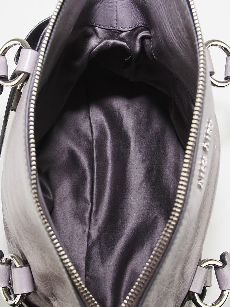 Miu Miu Peltro Vitello Lux Leather Bow Top Handle Bag RT0438