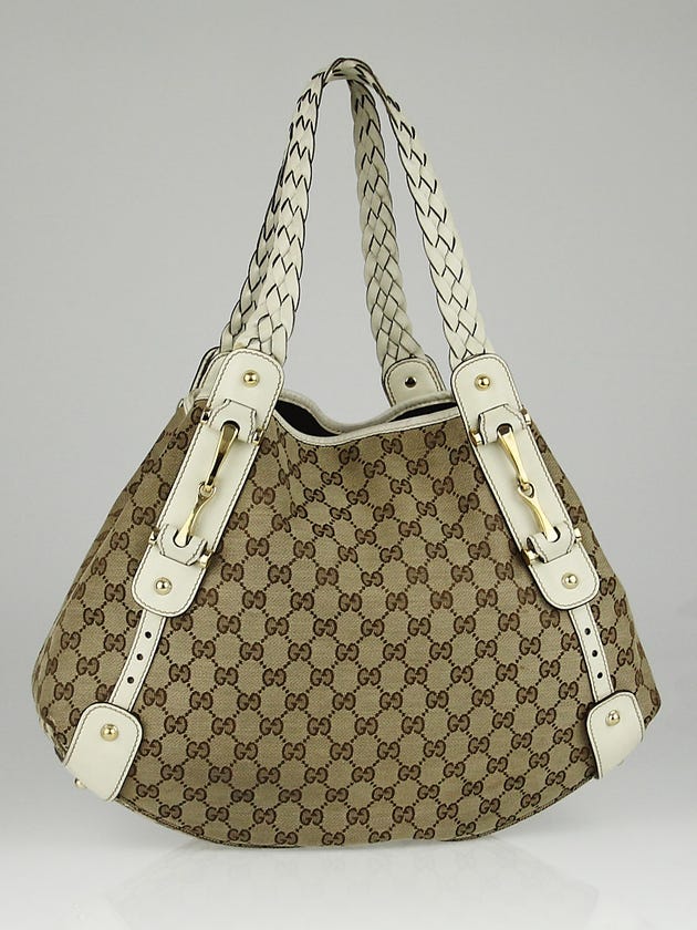 Gucci Beige/White GG Canvas Pelham Medium Shoulder Bag