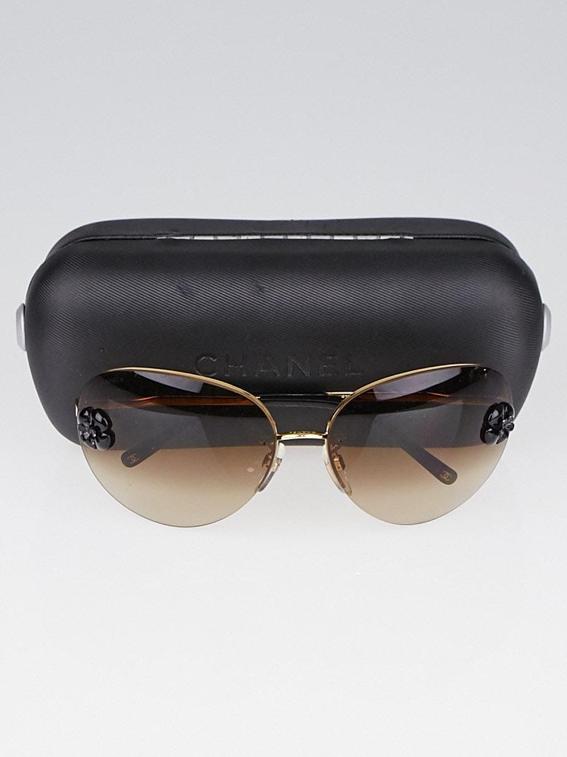 商品画像：Chanel Goldtone Metal Frame and Brown Tint Aviator 1