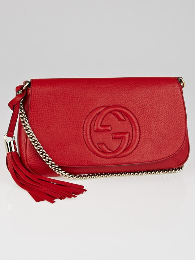 Gucci Red Leather Soho Chain Shoulder Crossbody Bag